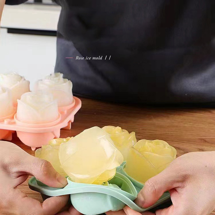 Cetakan es mawar 3D 4 lubang b - Kitchen Gadgets And Accessories ulasan dan harga