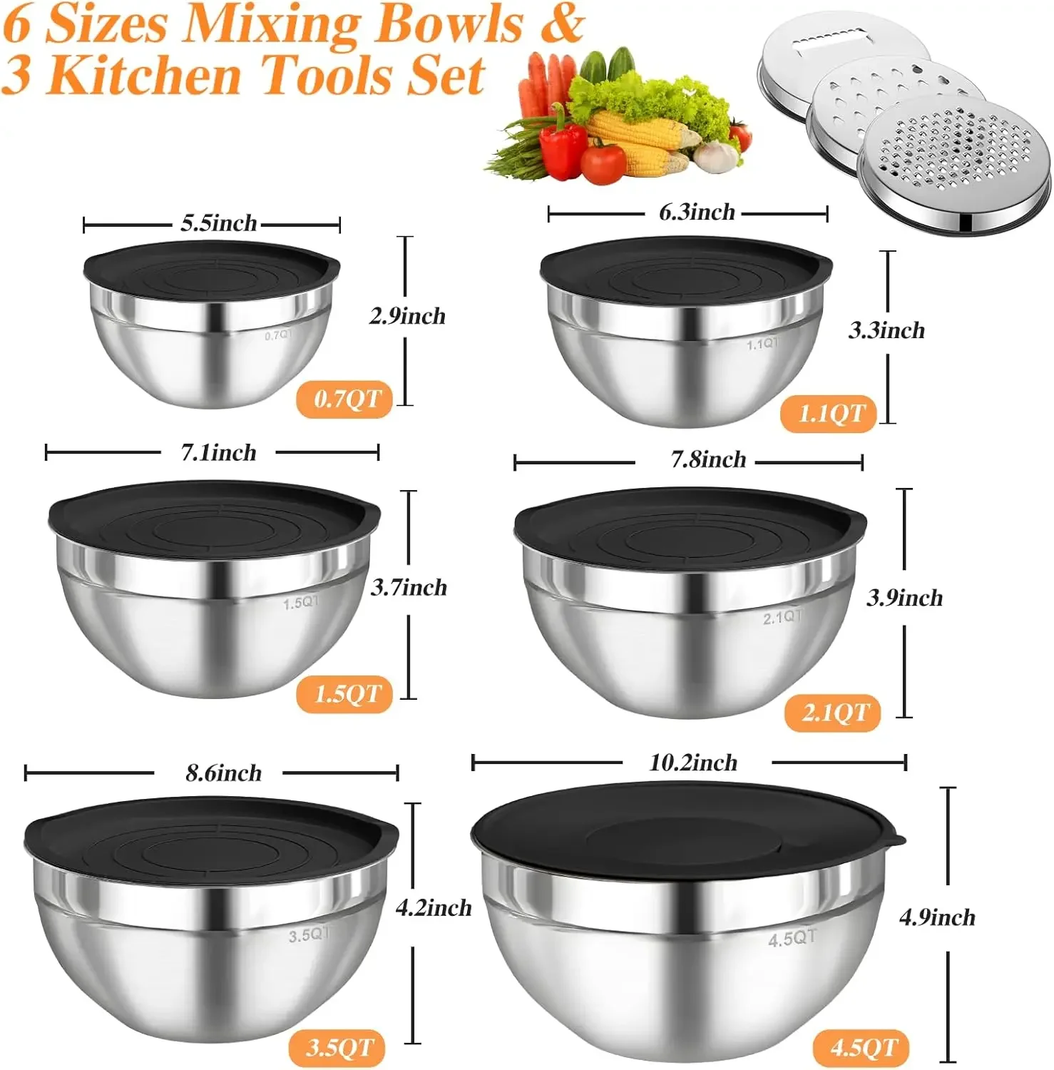6Pcs Set Mangkuk Pencampur Sta - Kitchen Gadgets And Accessories ulasan dan harga